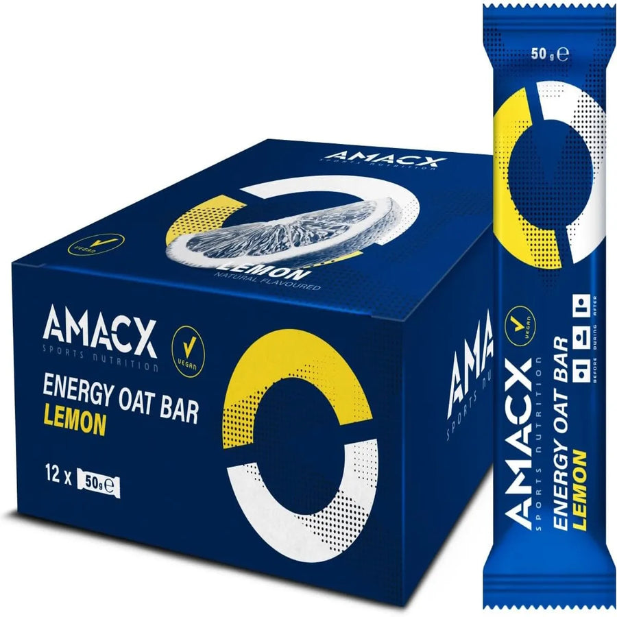 Barritas Energéticas Avena Amacx Energy Oat Bar Limón Caja 12uds Transparente