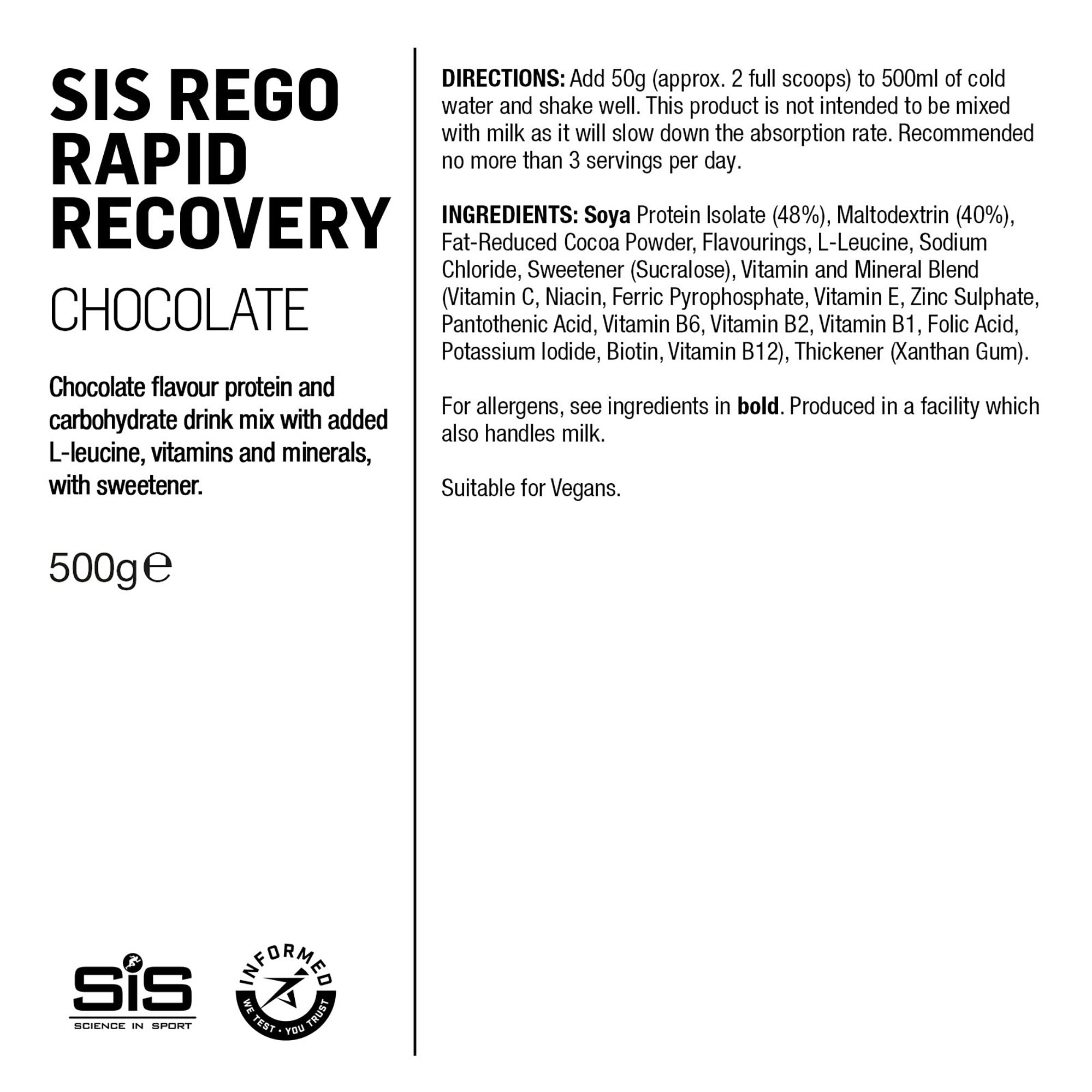 SIS REGO Polvo Recuperador Rápido 500g Chocolate #2