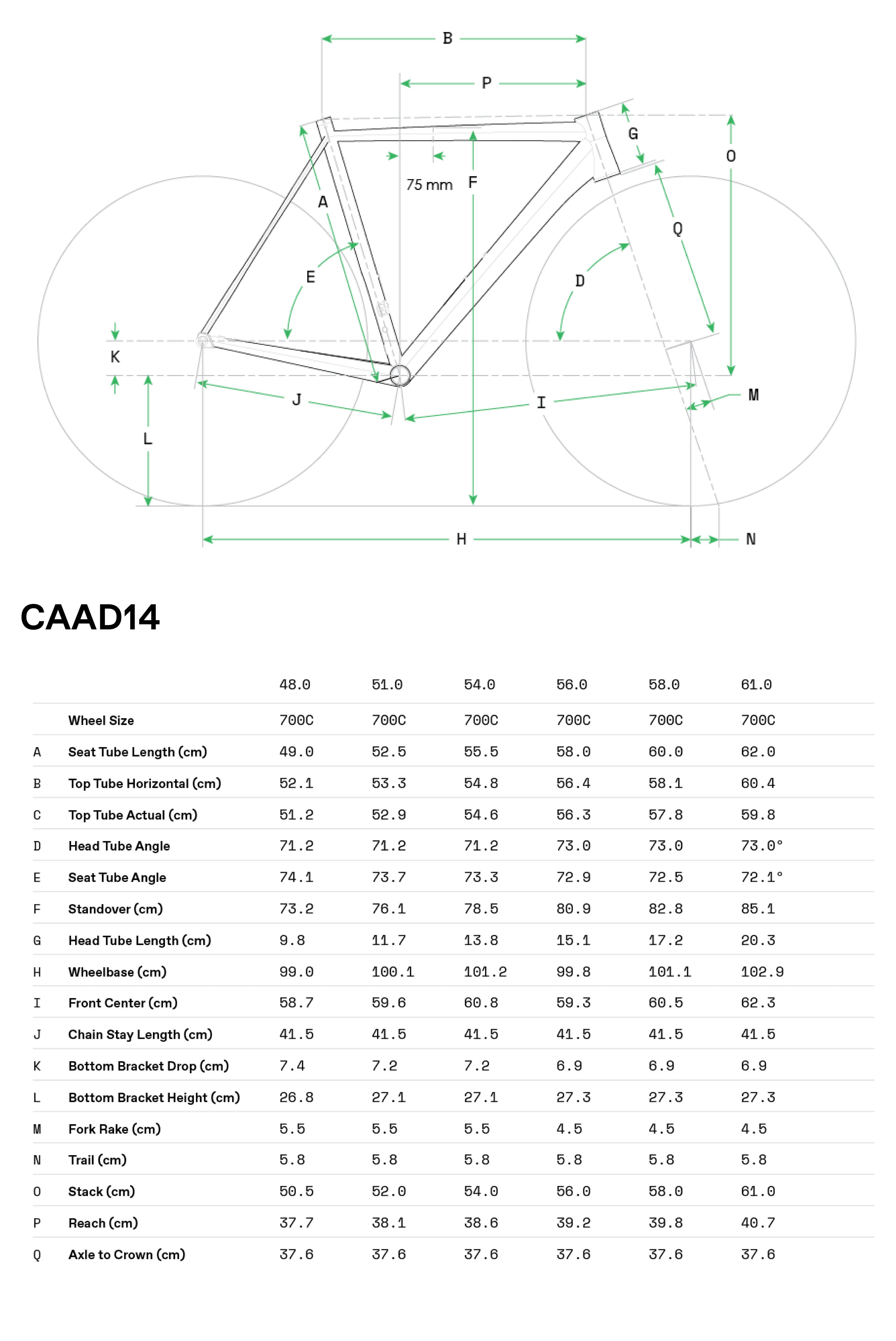 Cannondale CAAD14 3 SMU 2026 Negro - Geometría