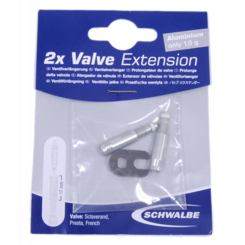 Prolongador Schwalbe Válvula Presta Obus Desmontable Aluminio 17mm Gris