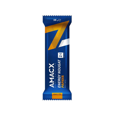 Barritas Energéticas Amacx Energy Nougat Papaya Caja 12uds Azul