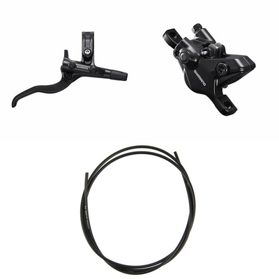 Kit Freno Disco Hidráulico Shimano BR-MT410/BL-M4100 Trasero/Derecho Resina Sin Aletas/Adaptador Latiguillo 1700mm Negro
