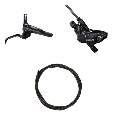 Kit Freno Disco Hidráulico Shimano BR-MT501/BR-MT520 Trasero/Derecho Resina Sin Aletas/Adaptador Latiguillo 1700mm Negro