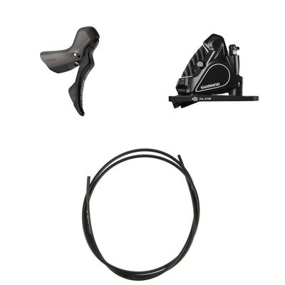 Kit Freno Disco Hidráulico Shimano Tiagra BR-RS405/ST-R4020 Trasero/Derecho Resina Aletas Sin Adaptador Latiguillo 1700mm Negro