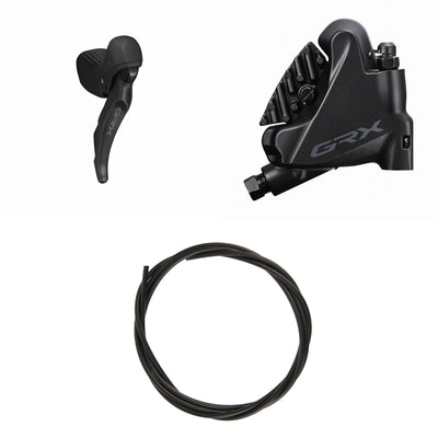 Kit Freno Disco Hidráulico Shimano GRX BR-RX400/ST-RX610 Trasero/Derecho Resina Aletas Sin Adaptador Latiguillo 1700mm Negro #2