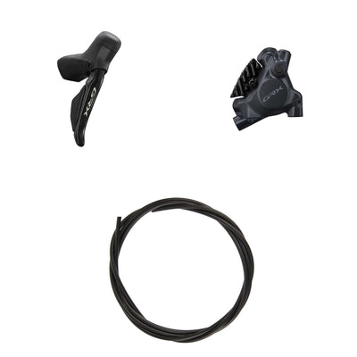 Kit Freno Disco Hidráulico Shimano GRX BR-RX410/ST-RX715 Trasero/Derecho Resina Aletas Sin Adaptador Latiguillo 1700mm Negro