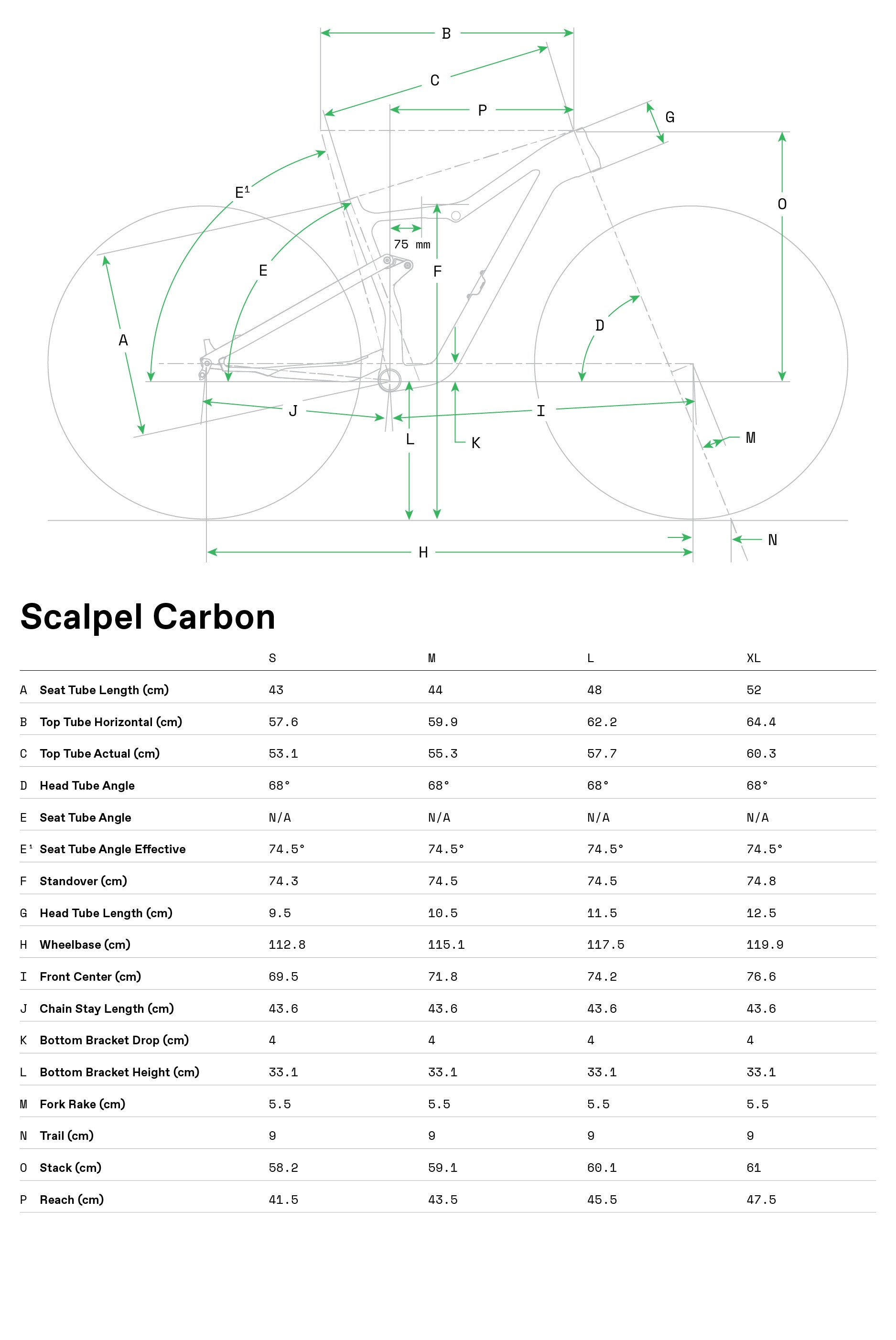 Scalpel 1 Lefty Cannondale 2024 Raw - Geometría