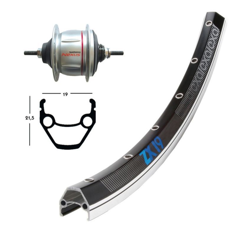 Rueda Trasera Winora Exal ZX19 Shimano SG-C60018 135mm 8v Negro/Plata