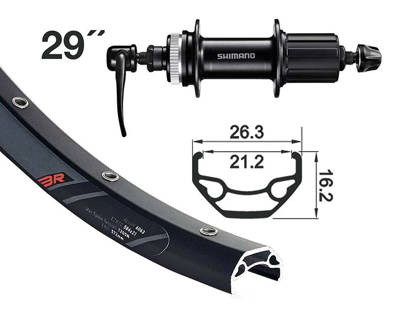 Rueda Trasera Winora Rodi Rock 19 Freno Disco Center Lock Cierre Rápido Shimano 8/11v Aluminio Negro